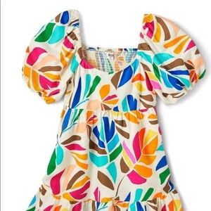 NWT Tabitha Brown Botanical Print Puff Sleeve Mini Dress Size 1X